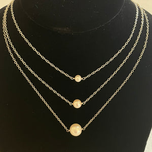 Count Your Blessings Pearl Necklace with MEDIUM Pearls on Chain 16"