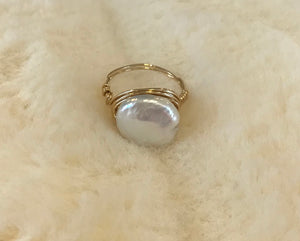 Coin Pearl Ring by Sylvia Dawe