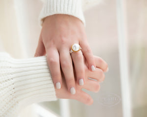 Pearl Ring by Sylvia Dawe - 14k Yellow Gold Fill, Narrow Band