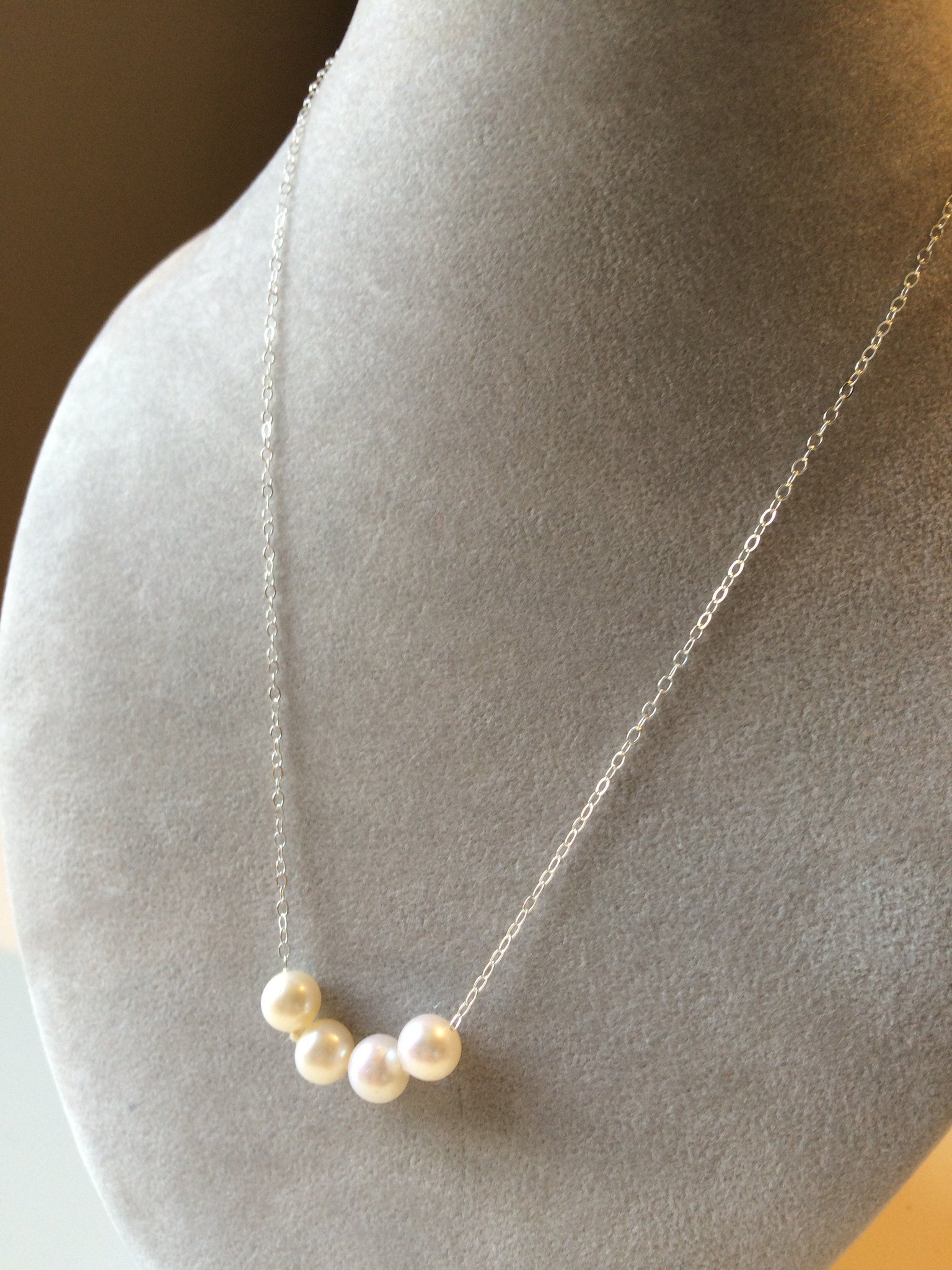 Count Your Blessings Pearl Necklace with MEDIUM Pearls on Chain 16"