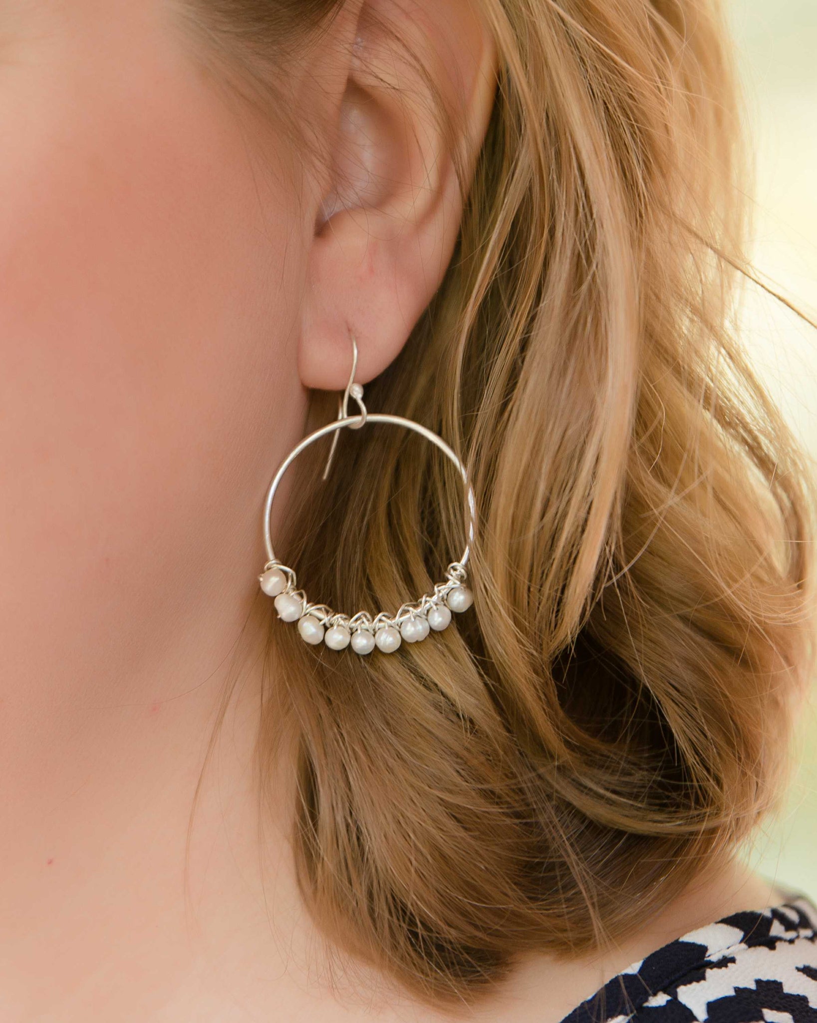 Pearl Hoop Earrings by Sylvia Dawe