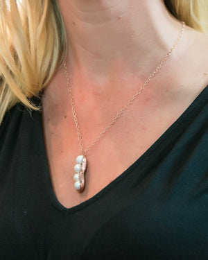 Peanut Pearls Necklace by Sylvia Dawe (Sterling Silver Peanut, Large Off-Round 9mm Pearls)