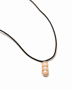 Peanut Pearls Necklace by Sylvia Dawe (Sterling Silver Peanut, Large Off-Round 9mm Pearls)