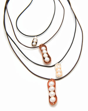 Peanut Pearls Necklace by Sylvia Dawe (Sterling Silver Peanut, Large Off-Round 9mm Pearls)