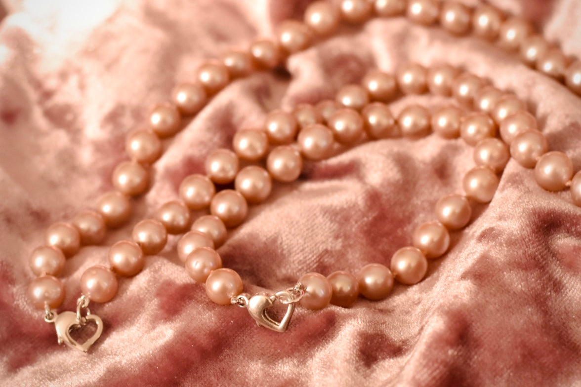 Classic Single Strand Pink Pearl Bracelet, Medium Pearls