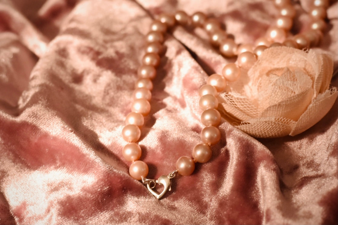 Classic Single Strand Pink Pearl Necklace, Medium Pearls